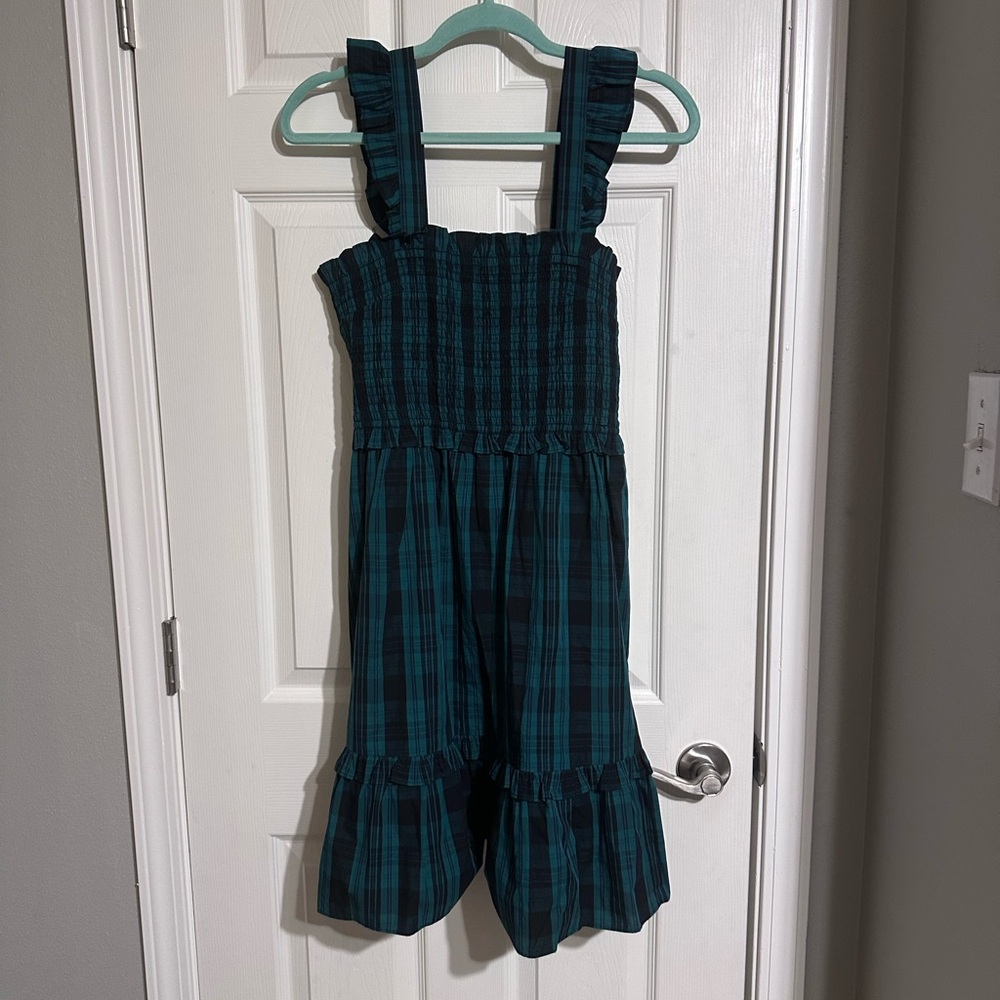 Draper James Green Smocked Dress with Ruffle Straps